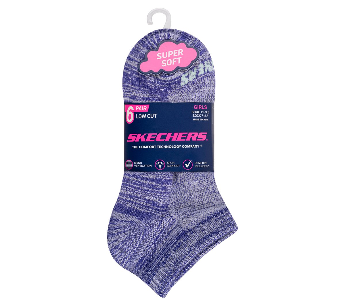 Skechers Discount | 6 Pack Girls' Low Cut Color Stripe Socks